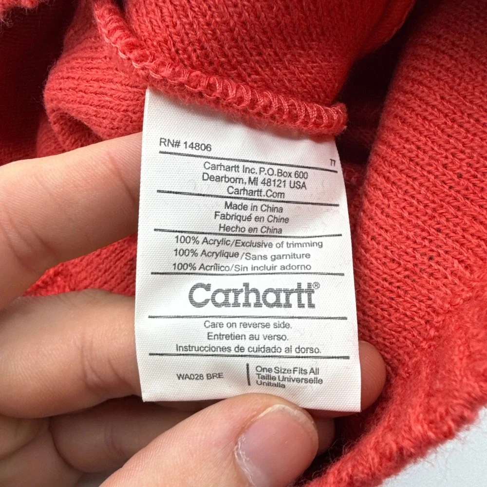 Carhartt Striped Beanie Womens One Size OS WA028 BRE Bright Rose Red NWT NOS Hat